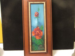 Tóth Rozália"Piros rózsa"című keretezett olaj festmény
