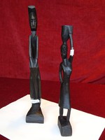 Afrikai kézzel készült embert ábrázoló, fa figurális szobor, magassága 30 cm. Vanneki!