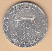 Ezüst 20 Krajcár 1869 Magyar állami váltópénz