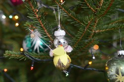 Retro zsenília karácsonyfadísz -virágtündér karácsonyi figura - régi karácsonyfa dísz