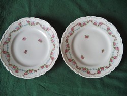 Rózsa girlandos süteményes tányérok, 2 db.