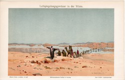Délibáb, színes nyomat 1906, német nyelvű, eredeti, sivatag, Afrika, pusztaság, káprázat, régi