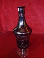 Ólomkristály bordó váza, 29 cm magas. Borosüveg formájú. Vanneki!