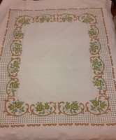 Linen tablecloth (tablecloth) with rose pattern 168x150 cm