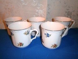 5 db Bohemia porcelán nagy csésze, bögre, pohár nagyon szép virág mintával