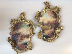 Antik Julius Dressler barokk faliképek párban