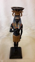 Egyiptomi fáraó szobor és tömbgyertyatartó
