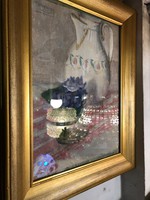 Ferenczy Valér: Csendélet vázával, 20 x 40 cm-es, gyönyörű darab