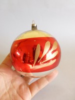Extremely rare, retro, vintage red striped, glass Christmas tree decoration