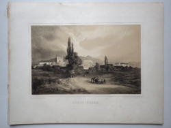 Keleti Gusztáv: Sárospatak. Litográfia az eredeti(!) Tokaj-hegyaljai albumból (Pest, 1867)