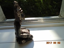 Azték indián szobor faragott kő és rátétes terrakotta-21 cm