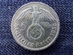 Németország Horogkeresztes .900 ezüst 5 birodalmi márka 1936 A / id 13682/