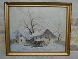 Németh György (1888-1962) Páros festménye 1. 40 x 50 cm.