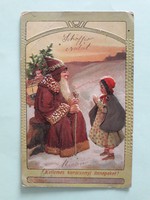Régi karácsonyi képeslap mikulásos szecessziós üdvözlőlap 1908