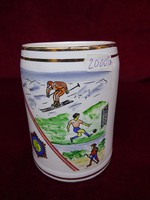Granite Hungarian porcelain half-liter jug, for athletes. He has! Jokai.
