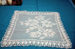 Hand crocheted tablecloth, beige, 41 x 35 cm