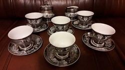 Hollóház porcelain Saxon endre platinum tea set 14 Partial