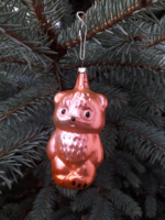Régi maci karácsonyfadísz figura - retro üveg? mackó karácsonyfa dísz - karácsonyi dekoráció