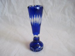 Ajka kristály kék üveg  váza 11,5 cm