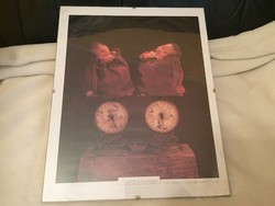 Anne Geddes babás kép, üveg képkeretben 23,5 * 29,5 cm zsákos, mérleges, barna 