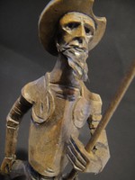 Régi OURO Artesania(Spanyol) kézi faragott faszobor ,Don Quijote....jelzett
