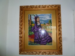 Szinyei Mesre Pál Liliaruhás nő goblein képe kerettel 37x44 cm