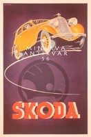 Régi Skoda automobil hirdetés. Vintage reklám plakát reprint