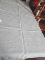 Anitának! Antik, monogramos fehér damaszt konzolasztal- terítő, 160 x 150 cm