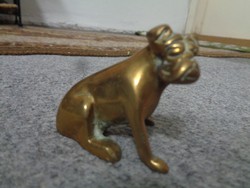 Réz ülő bulldog szobrocska