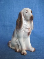 Hollóházi porcelán ülő spániel kutya