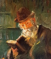 Reading rabbi marked painting with 