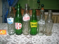 Retro üdítős üveg palack - hat darab