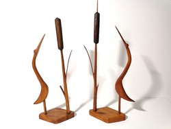 Retro fából faragott madár figura párban 49 cm (189)