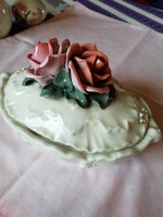 ENS porcelán bonbonier dupla rózsás 