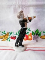 Hollóházi porcelán hegedűs fiú figura