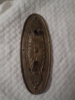 Réz - NAGY - VASTAG - TÖMÖR - antik - kulcslyuk takaró - 14 x 5,5 cm