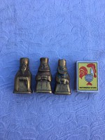 3 darab Indiából hozott kézműves réz Indiai figura - szobor - vallás