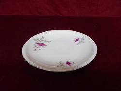 Alföldi porcelán süteményes tányér. Ciklámen színű virággal, 16,5 cm átmérővel. Vanneki!
