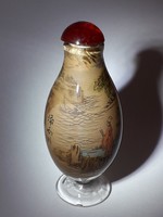 Kínai tubákos parfümös dísz üveg belső festéses 