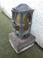 Antik ón szecessziós egyedi sír lámpa ( Grave lamp ) gránit talapzattal