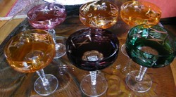 6 db színes kristály poharak 15 x 10 cm