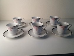 6 személyes szecessziós mintás teáscsésze + csészealj