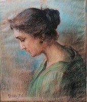 Egerváy Potemkin Ágost(1858-1930): Ifjú hölgy. Jelzett pasztell festmény. 
