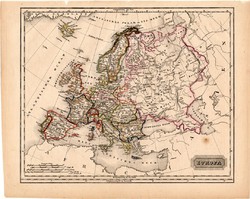 Európa térkép 1840 (2), német nyelvű, atlasz, eredeti, Pesth, 23 x 29 cm, magyar kiadás, régi