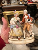 Porcelán dáma és úr 15 cm magas, német, gyönyörű állapotban, 