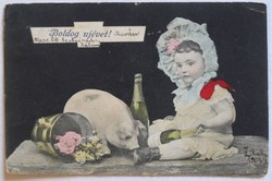 Újévi képeslap, fotómontázs, 1908