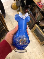 Gyönyörű cseh üvegváza, 25 cm-es, hibátlan, gyüjtői darab, párban
