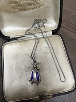 Régi UNOAERRE ezüst nyaklánc tűzzománccal díszített ezüst bogár medállal