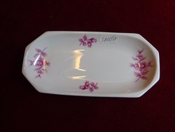 Hollóházi porcelán asztalközép, rózsaszín virágmintával, mérete 17,3 x 8,3 cm. Vanneki!