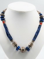Lapis Lazuli és korall ezüst collier